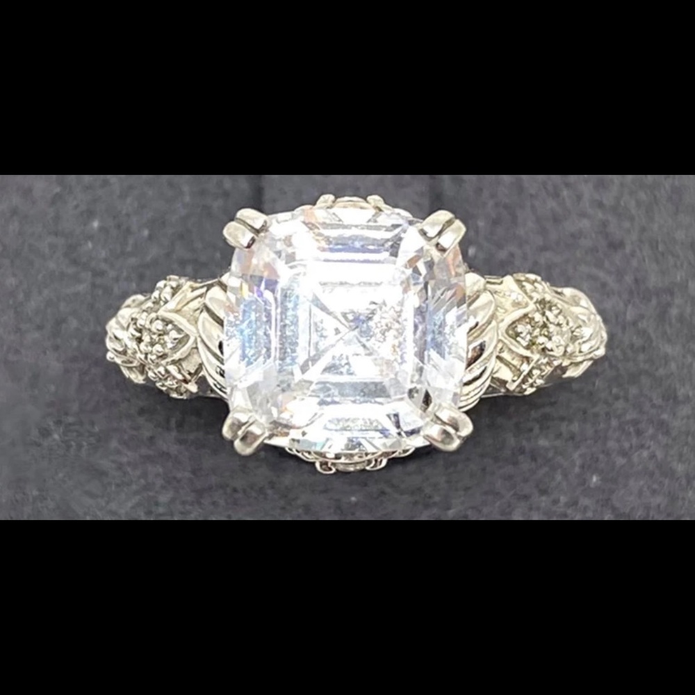 Judith Ripka Sterling Silver Asscher Cut Cubic Zirconia Ring, Size 5 - Picture 10 of 10
